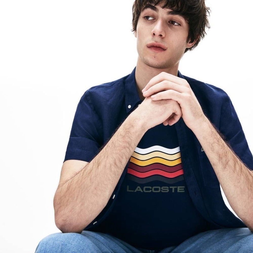 Lacoste Men's Navy Short Sleeve Graphic T-Shirt - Size Medium - Picture 10 of 10
